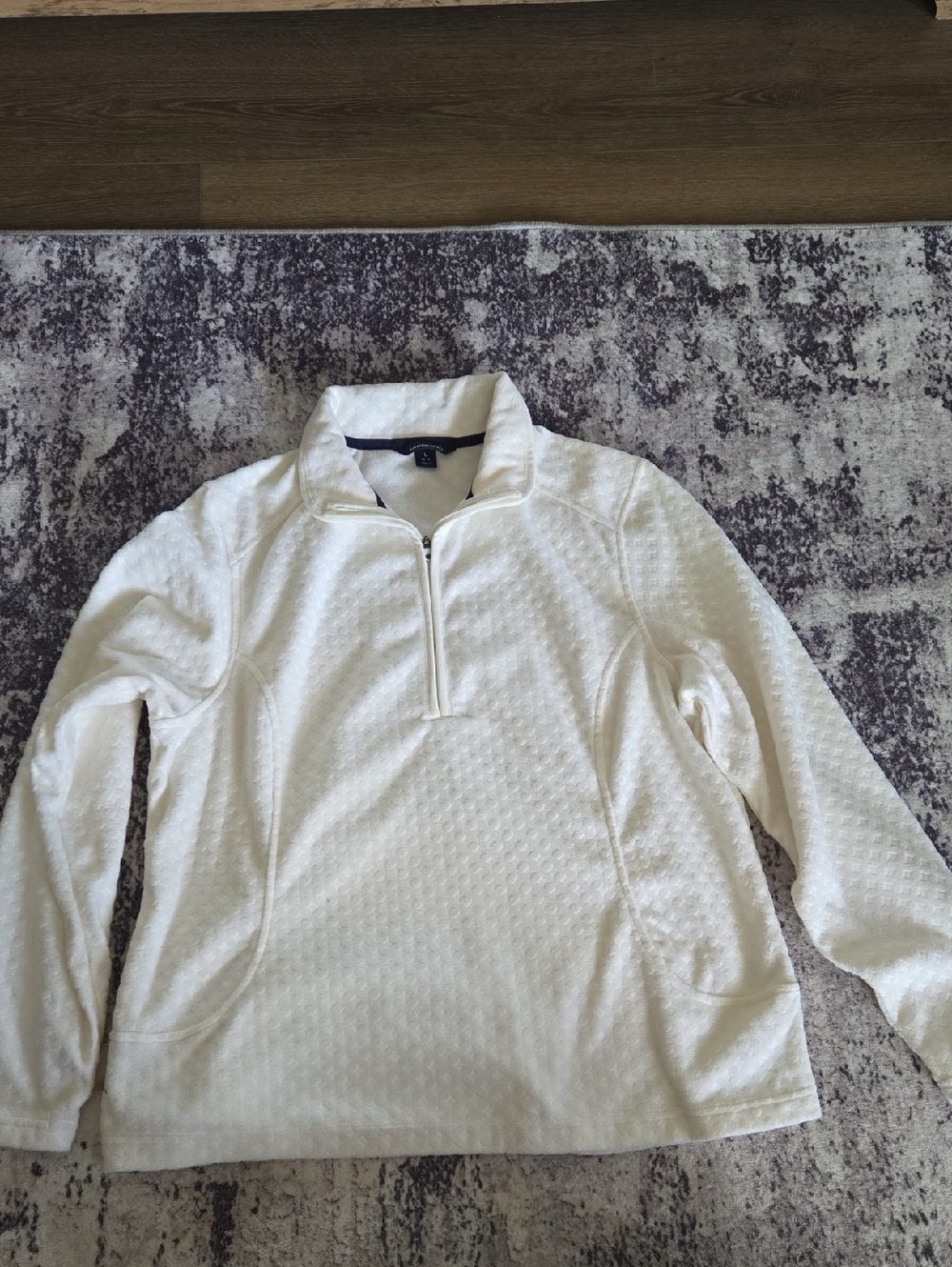 Lands' End Cream Quilted Half-Zip Pullover